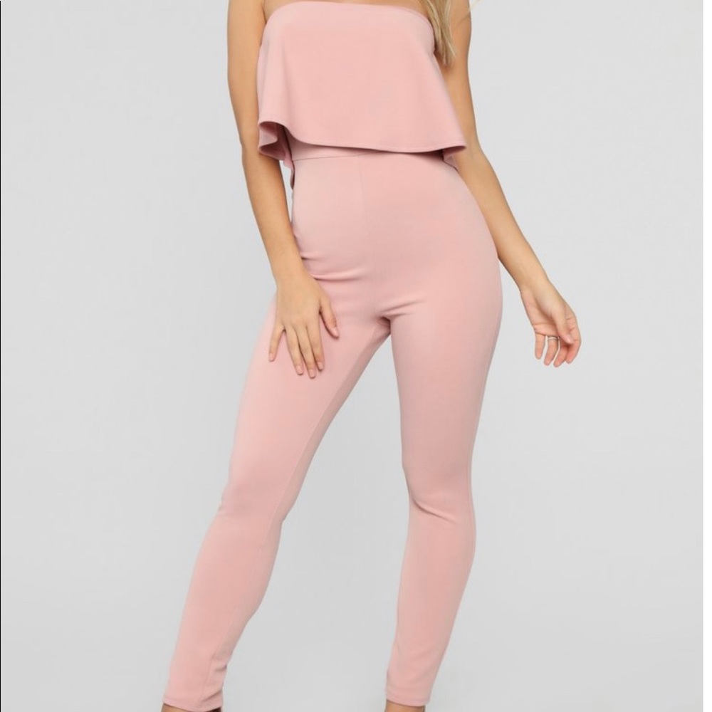 Mauve Pink Strapless Jumpsuit